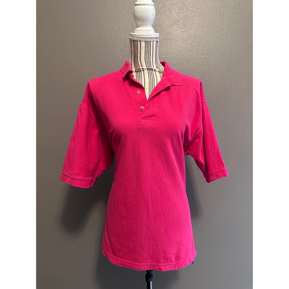 Vintage M.J. Soffe Pink Polo Women’s Medium Cotton Short Sleeve Preppy Casual